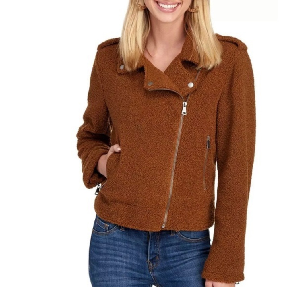 Max Studio Faux Shearling Zip Moto Jacket - Picture 2 of 12